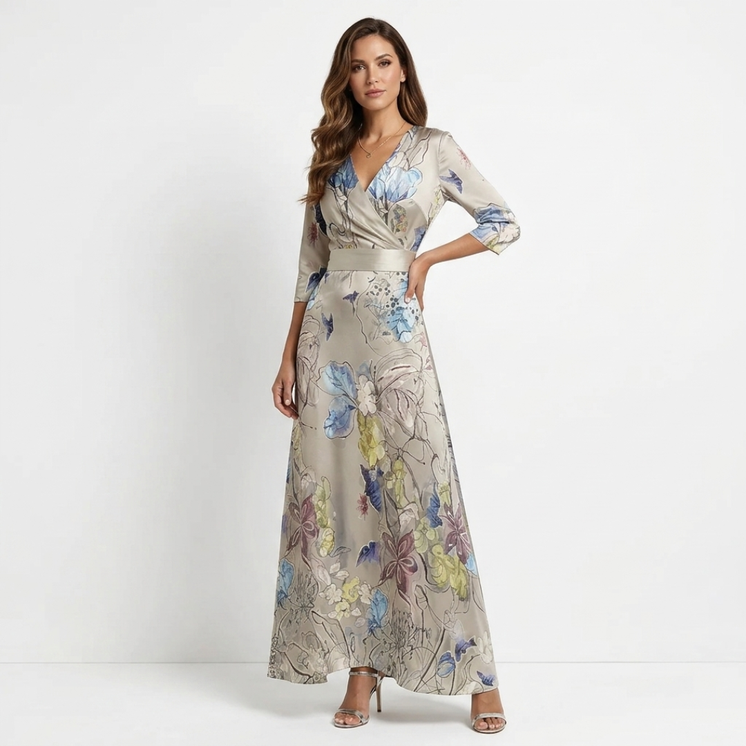Milena – Eleganta maksi garuma ziedu kleita