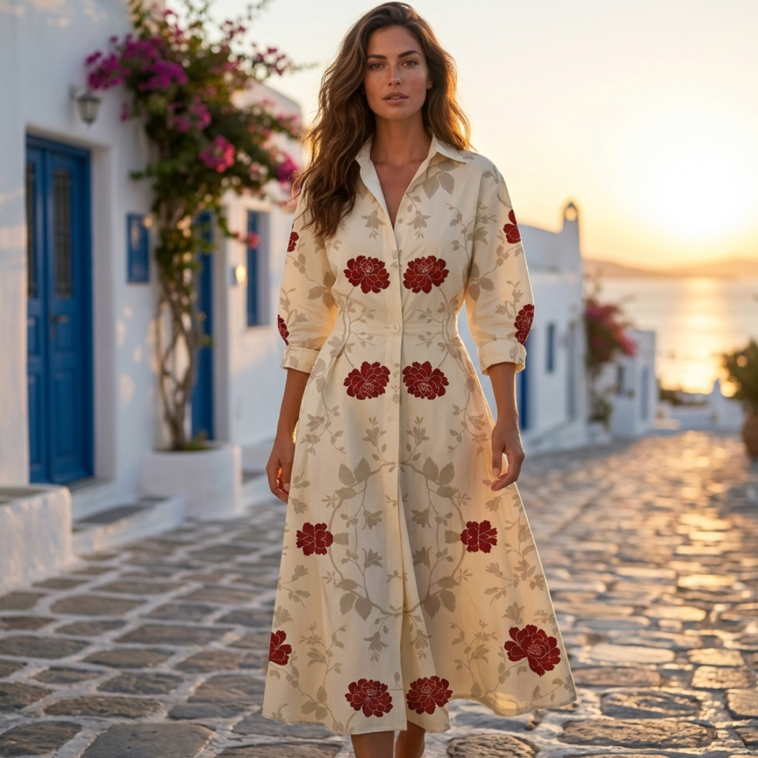 Vanja - Eleganta kokvilnas kleita ar apkakli