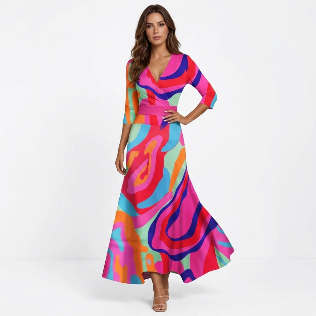 Milena – Eleganta maksi garuma ziedu kleita