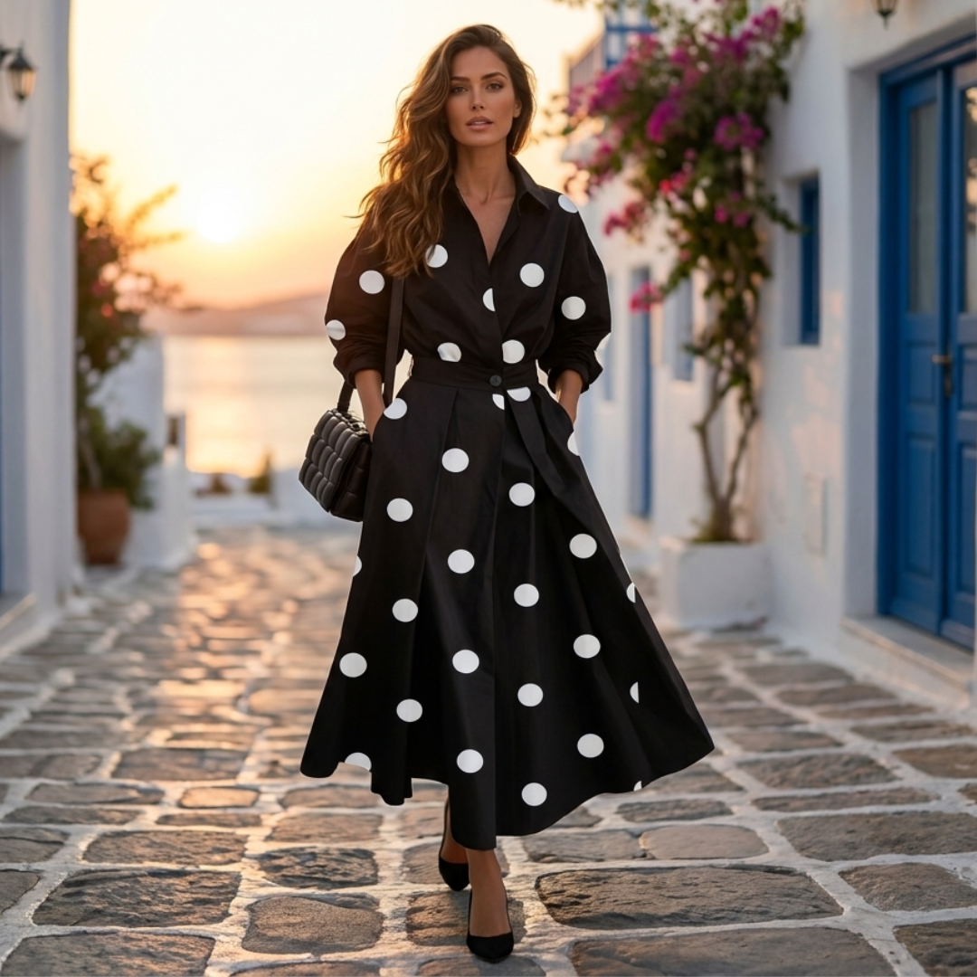 Divna - Eleganta kokvilnas kleita ar apkakli