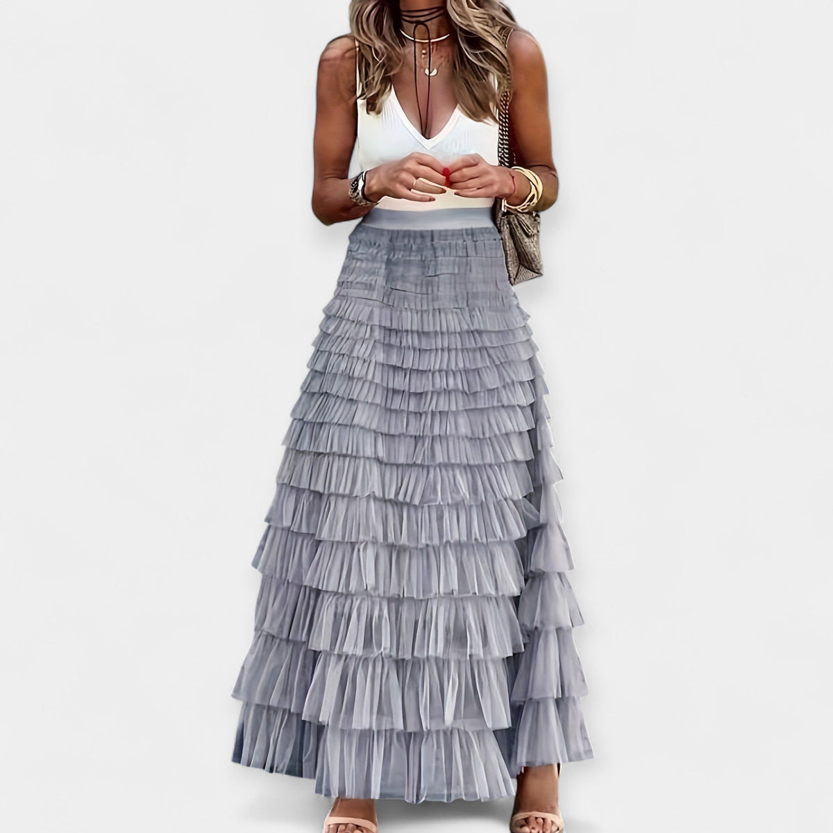 Boho svārki ar tīklotu apakšmalu