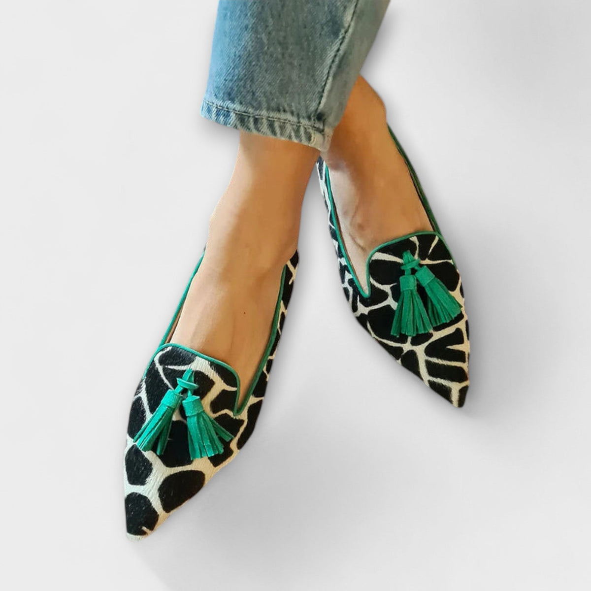 Aleksandra - Eleganti mokasīni ar leoparda rakstu un bārkstīm - Elegants stils