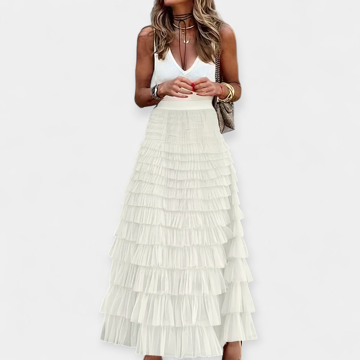 Boho svārki ar tīklotu apakšmalu