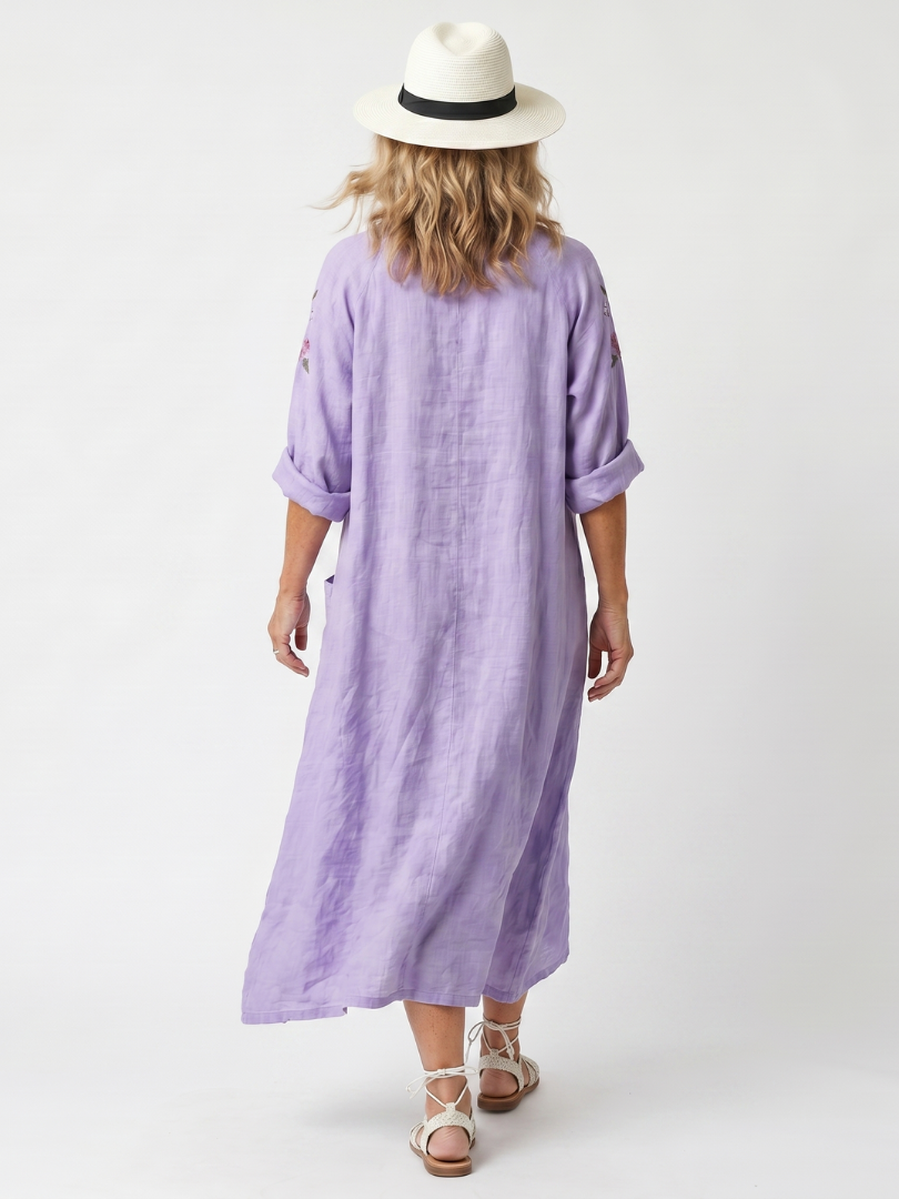 Slavica – ziedu oversize midi kleita ar kabatām
