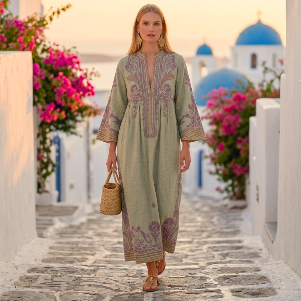 Radojka - boho stila kleita ar izšuvumu