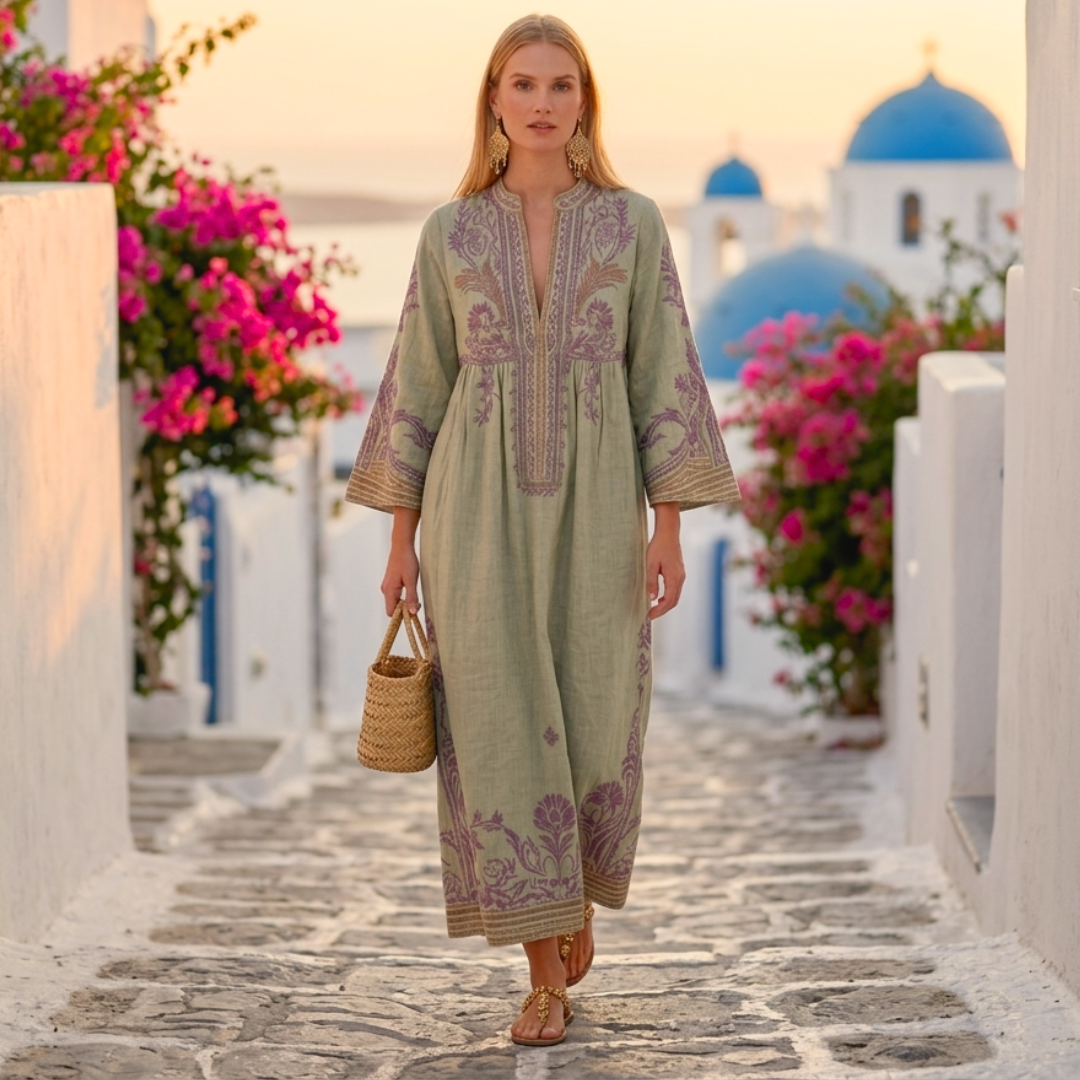 Radojka - boho stila kleita ar izšuvumu