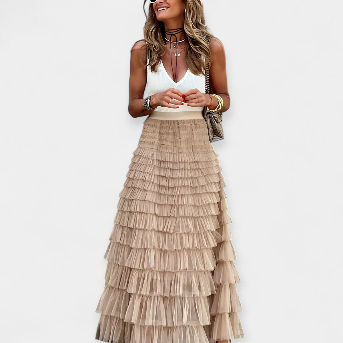 Boho svārki ar tīklotu apakšmalu