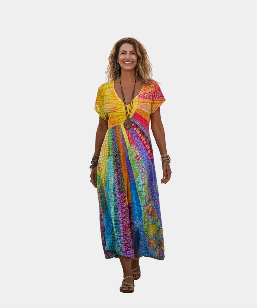 Tamara - Kleita ar boho rakstu un saules motīvu