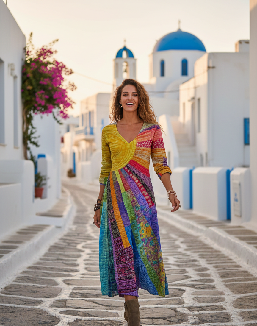 Tamara - Kleita ar boho rakstu un saules motīvu