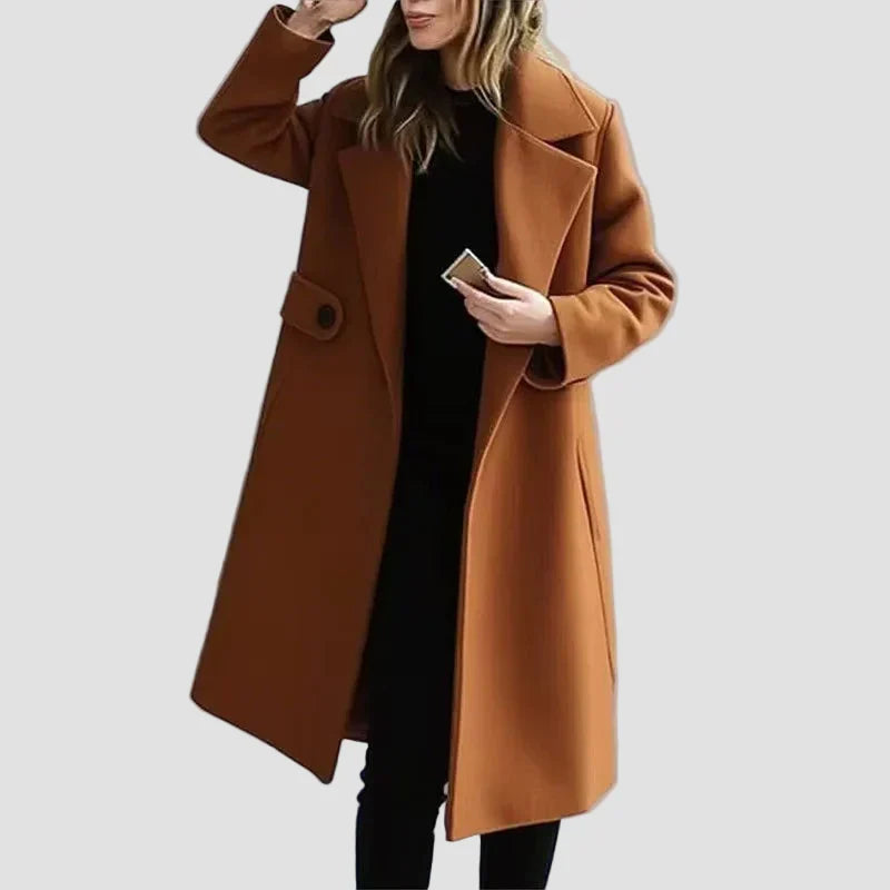 Ljiljana - Elegantais garais kamieļkrāsas mētelis