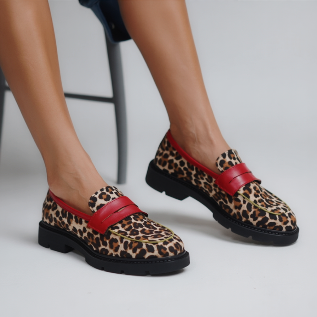 Nikolina – leoparda raksta mokasīni no mākslīgās zamšādas ar apaļu purngalu