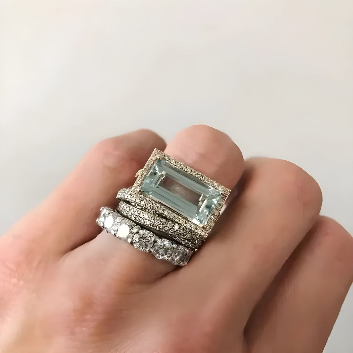 Vintage sudraba turku stikla gredzenu komplekts