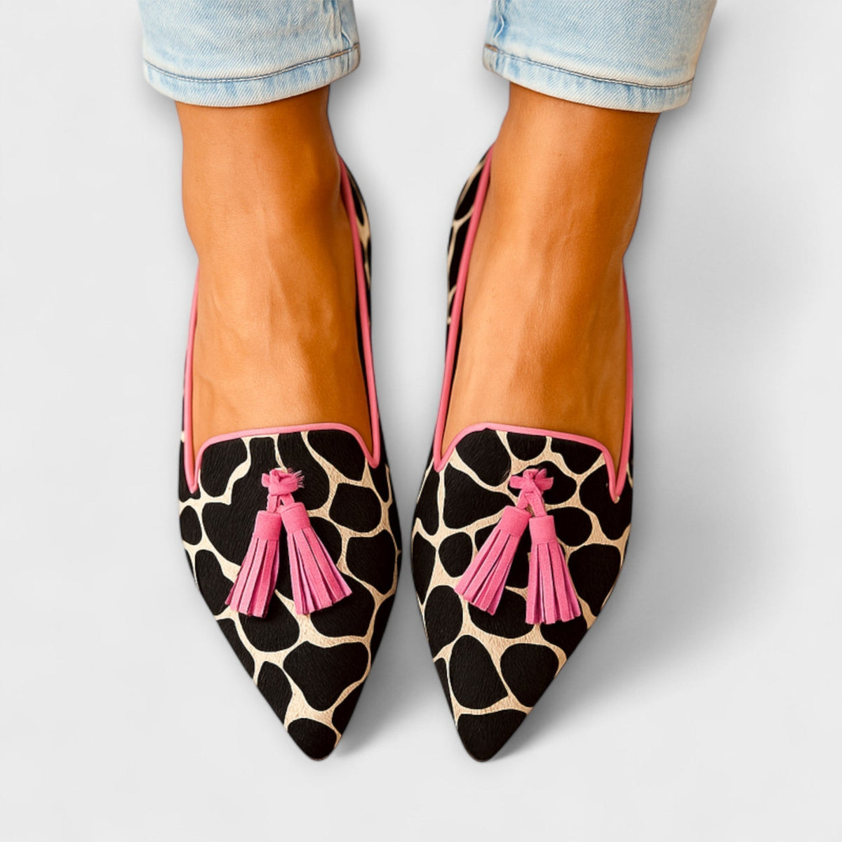 Aleksandra - Eleganti mokasīni ar leoparda rakstu un bārkstīm - Elegants stils